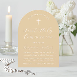 Erste Kommune Arch Beige Einfache moderne Schrift Einladung