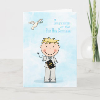 Erste Kommune, Blonde Hair Boy, Glückwunsch Karte