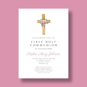 Erste Kommune der niedlichen Blumenkreuz Einladung