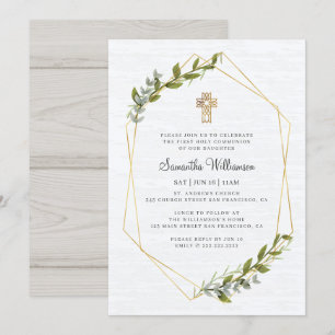 Erste Kommune für ihre rustikale geometrische Flor Einladung