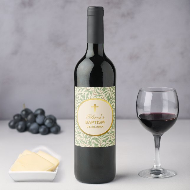 Erste Kommune Grüne Blätter Morris Imitate Gold Fo Weinetikett (Von Creator hochgeladen)