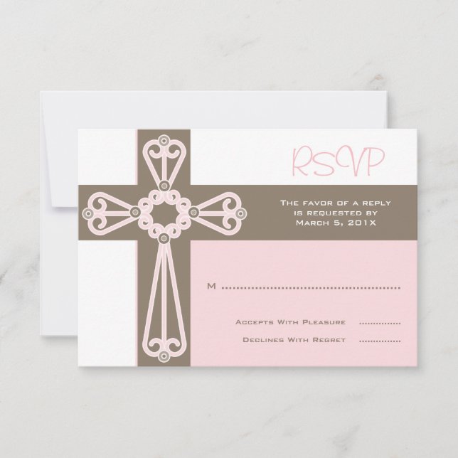 Erste Kommune oder Taufe UAWG | Pink RSVP Karte (Vorderseite)
