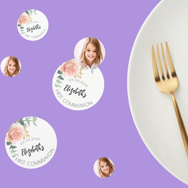 Erste Kommune Rose Gold Blume Foto Konfetti (Von Creator hochgeladen)