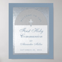 Erste Kommune Silver Arch Dusty Blue Willkommen