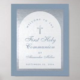 Erste Kommune Silver Arch Dusty Blue Willkommen Poster