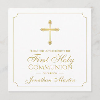 Erste Kommune Simple Gold Cross Boy Christlich Einladung