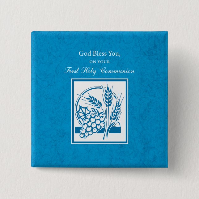 Erste Kommune, Weizen, Trauben blau Button (Vorderseite)