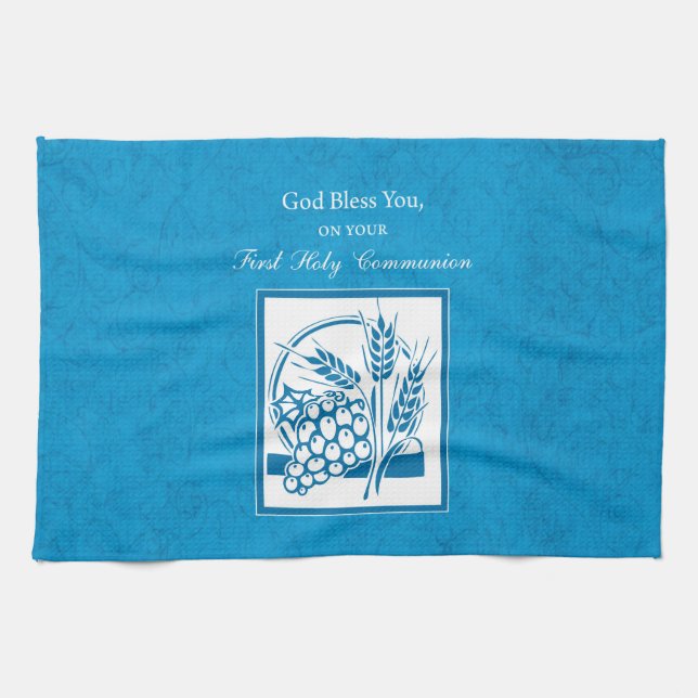 Erste Kommune, Weizen, Trauben blau Handtuch (Horizontal)