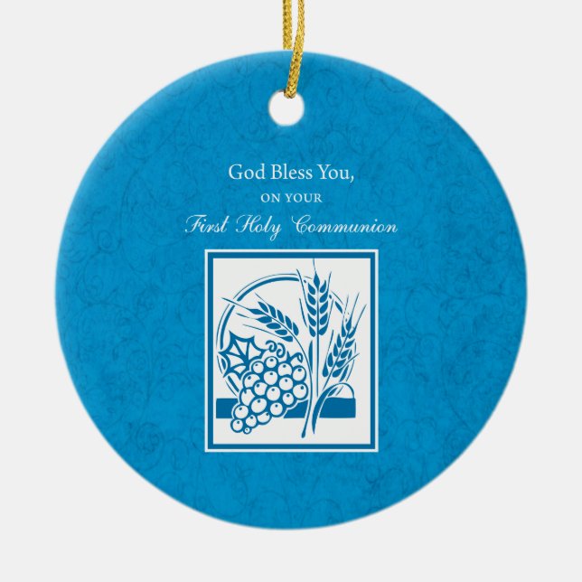 Erste Kommune, Weizen, Trauben blau Keramikornament (Vorne)