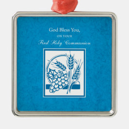 Erste Kommune, Weizen, Trauben blau Ornament Aus Metall