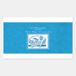 Erste Kommune, Weizen, Trauben blau Rechteckiger Aufkleber