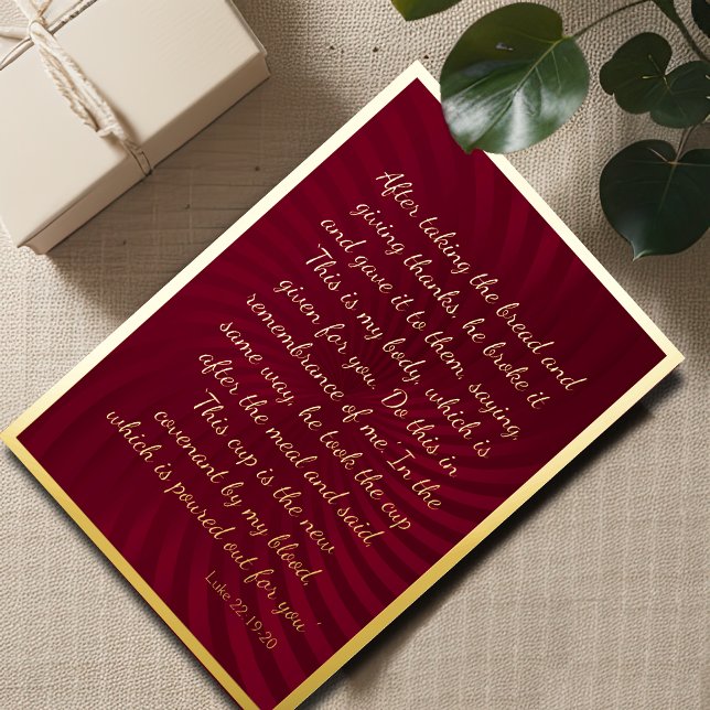 Erste kommunion Bible Verse Red Swirl Folieneinladung (Von Creator hochgeladen)