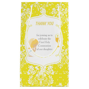 Erste Kommunion Damask Blonde Girl Danke Kleine Geschenktüte