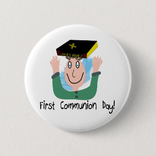 Erste Kommunion Day~~ " Junge mit Bibel " Button