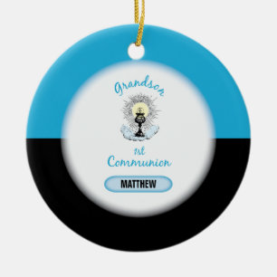 Erste Kommunion des Enkels, blauer Becher Keramik Ornament