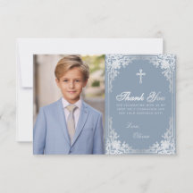 Erste Kommunion Dusty Blue Boy Foto Vintag Cross