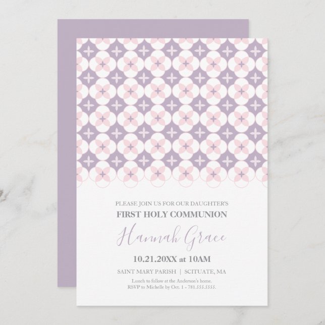 Erste Kommunion Einladung Mädchen 1. Kommunion (Vorne/Hinten)