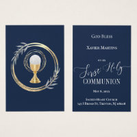 Erste Kommunion Klassische Blaue Erinnerungskarte