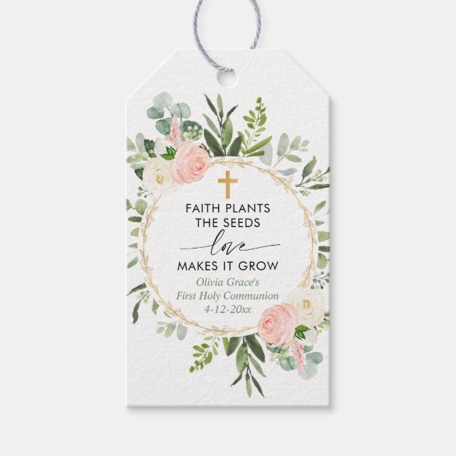 Erste Kommunion Taufe rosa Grün Gunst Anhänger (Vorderseite)