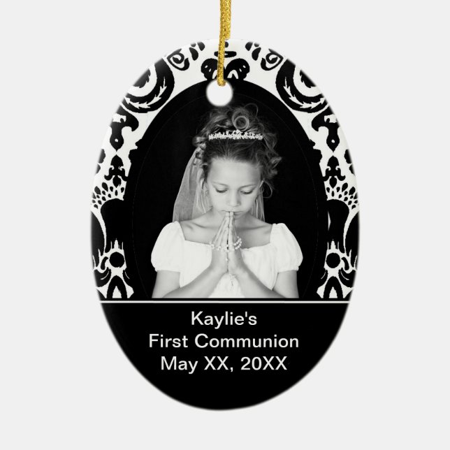 Erste Kommunions-Oval-Verzierung Keramik Ornament (Vorne)
