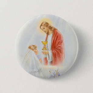 Erste Kommunionsmädchen Button