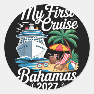 Erste Kreuzfahrt Bahamas 2027 Urlaubsreise passend Runder Aufkleber
