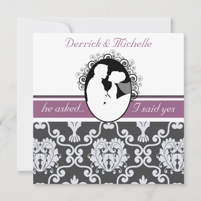 Erste Kuss Lila individuelle Hochzeitseinladung Einladung (Vorderseite)