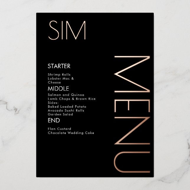 Erste Logo-Hochzeitkarten-Gold-Menü-Karten für die Folieneinladung (Vorderseite)