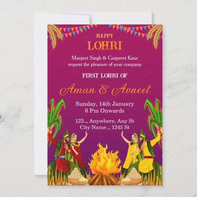 Erste Lohri-Feier-Einladungskarte Einladung (Vorderseite)