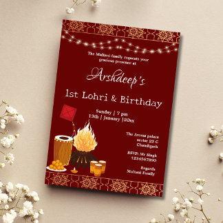 Erste Lohri- und Geburtstagseinladungskarte Einladung