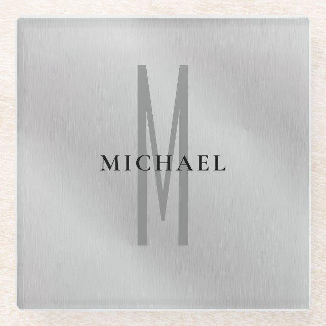 Erste Monogramm beruflich schlicht fügen Sie Ihren Glasuntersetzer (Vorderseite)