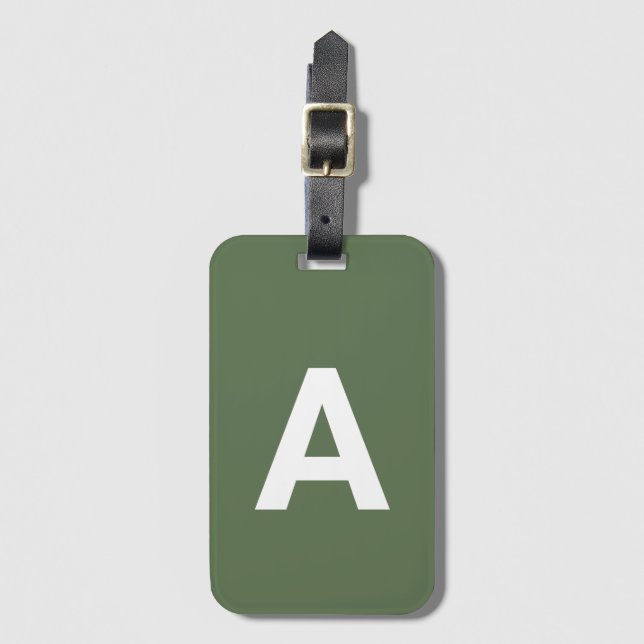 Erste Monogramm Personalisiertes Olivenöl Grün hin Gepäckanhänger (Vorderseite Vertikal)