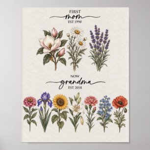 Erste Mutter an Oma Pink Lavendel Blau Geburt Post Poster