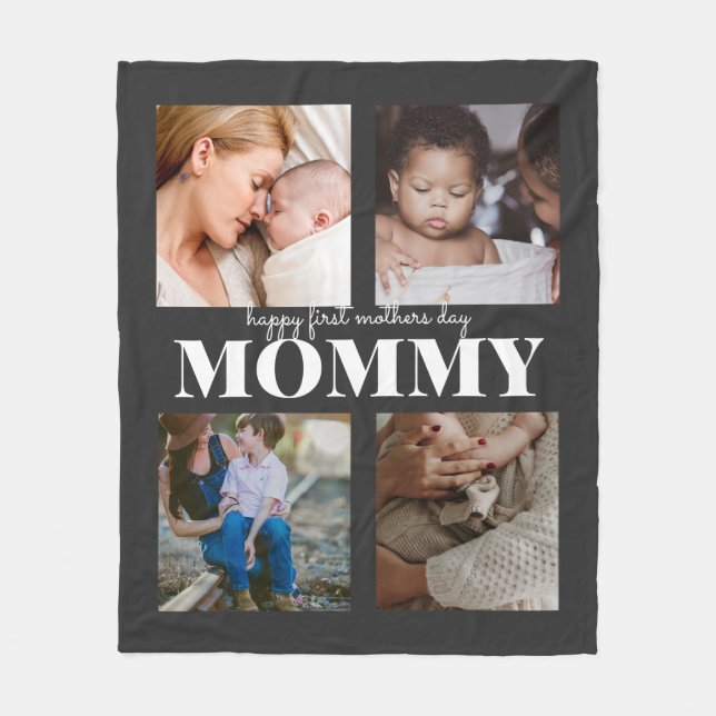 Erste Mütter Tag 4 Foto Collage Fleece Blanket (Vorderseite)