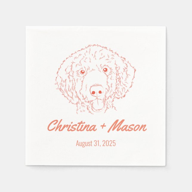 Erste Namen Poodle Wedding Napkins Serviette (Vorderseite)