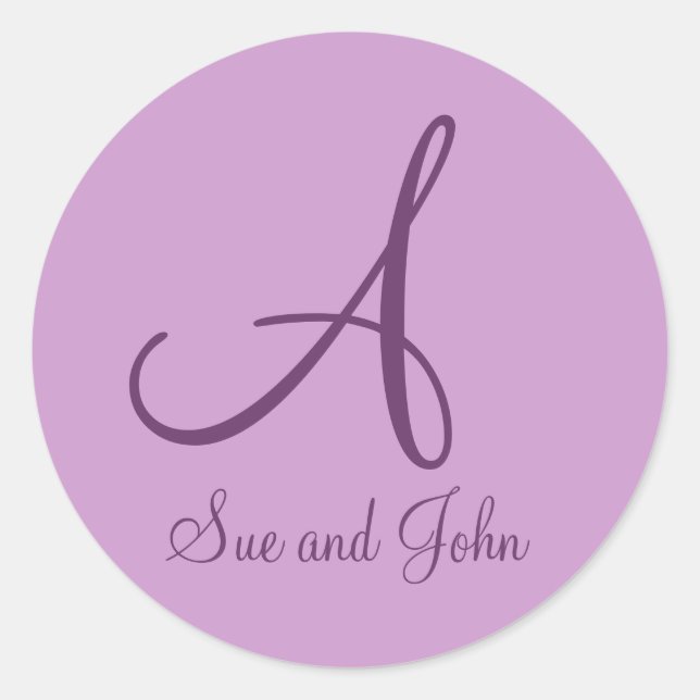 Erste Namen und letzte ursprüngliche Mauve A Runder Aufkleber (Vorderseite)