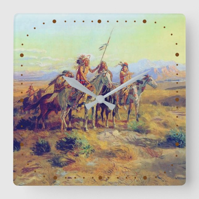 Erste Nationen Die Pfadfinder CM Russland Ureinwoh Quadratische Wanduhr (Vorderseite)