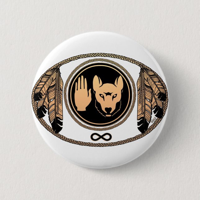 Erste Nationen Tasten Geschenke Metis Wolf Native  Button (Vorderseite)