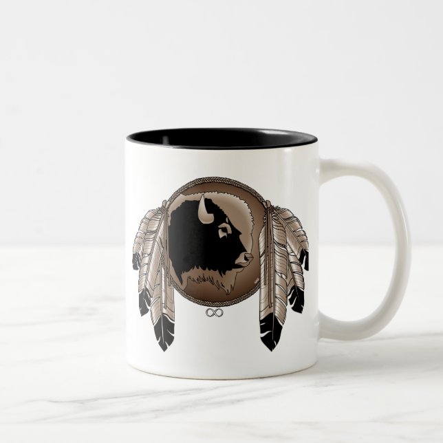 Erste Nations-Tier-Geschenke Metis Zweifarbige Tasse (Rechts)