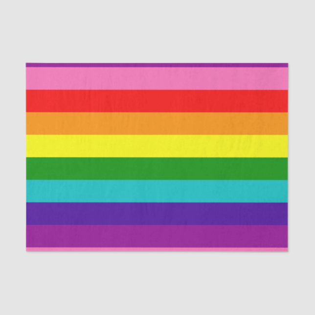 Erste original 8-Streifen-Gay Pride-Regenbogenflag Seidenpapier (Vorderseite)