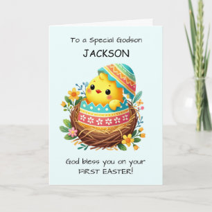 Erste Ostergodson Personalize Segen Chick Karte
