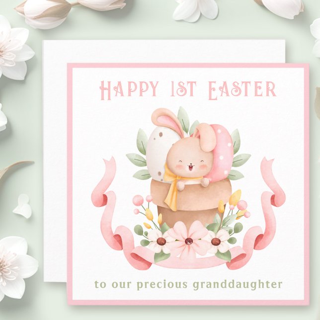 Erste Osterpink Bunny Grandtochter Osterkarte Karte (First Easter Pink Bunny Granddaughter Easter Card)