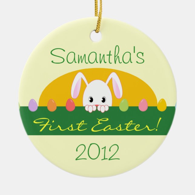 Erste Osterpisse Bunny Personalisiert Ornament (Vorne)