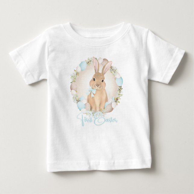 Erste Osterwasserfarbe Niedlich Bunny Boy Baby T-shirt (Vorderseite)