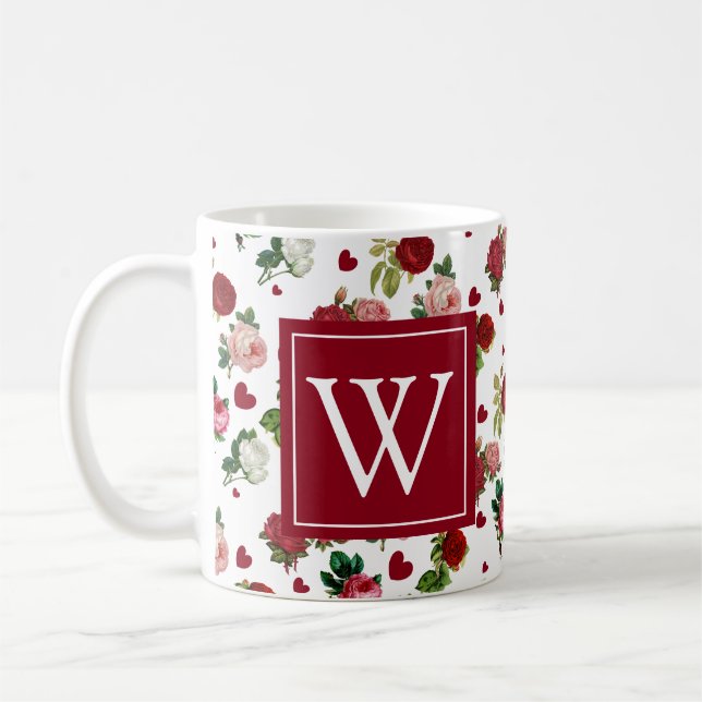 Erste personalisierte Umarmung von Rose und Herz Kaffeetasse (Links)