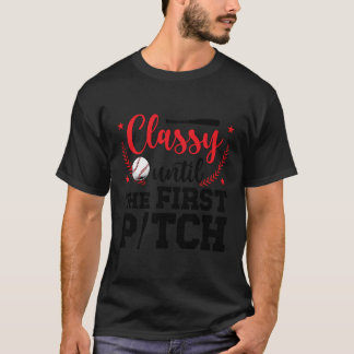 Erste Pitch-Baseball-Pitcher-Mama eines Baseballgr T-Shirt