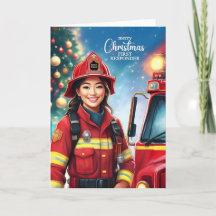 Erste Reaktion Asiatische Feuerwehrfrau Weihnachte