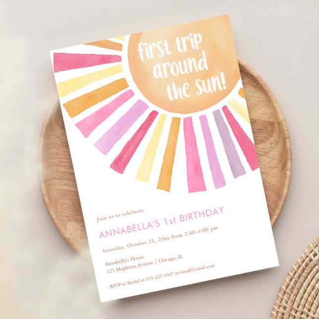 Erste Reise durch das Sun-Party 1. Geburtstag Einladung (Von Creator hochgeladen)