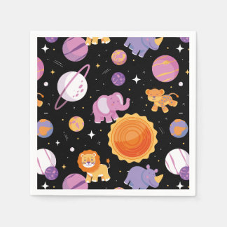 Erste Reise durch die Sen Safari Tiere im Weltraum Serviette