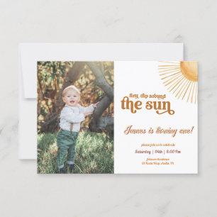 Erste Reise rund um das Sun 1. Geburtstag Foto Einladung